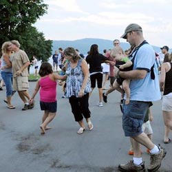 dancers outside in the mountains