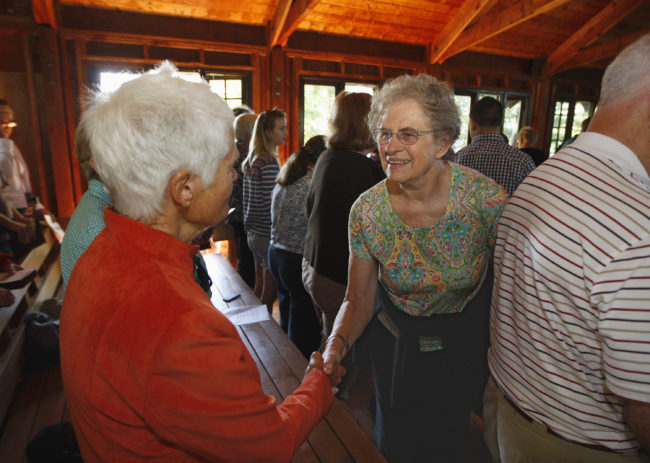 During the service at Island Chapel, 2014.