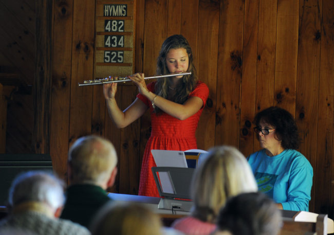 The Island Chapel service includes music by members of the congregation, 2014.