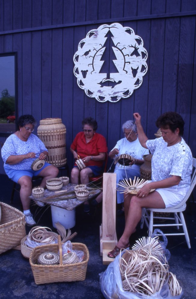 Akwesasne Mohawk ash splint and sweetgrass basket makers, 1994.