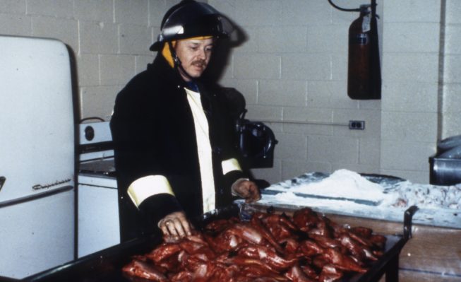 The bullhead frying process gets underway.