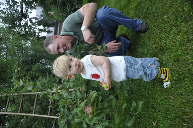 The next generation gets a taste for the family business.  Forrence Orchards, Peru, NY, 2009.