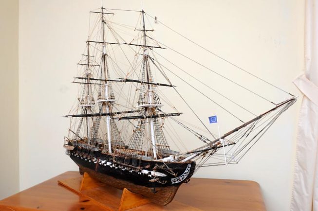 Model wooden boat by Frank White, 2012.