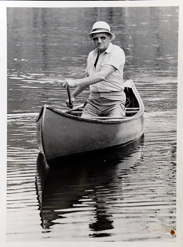 Frank White paddling on the Grasse River, May 8th, 1968. Photographer unknown.