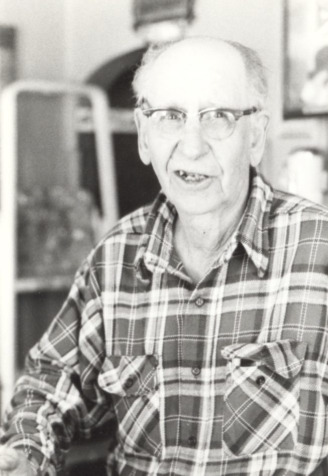 Adirondack storyteller Hamilton Ferry at his bar, Ham's Inn, at Sevey's Corners, near Childwold, NY, 1993. Date and photographer unknown.