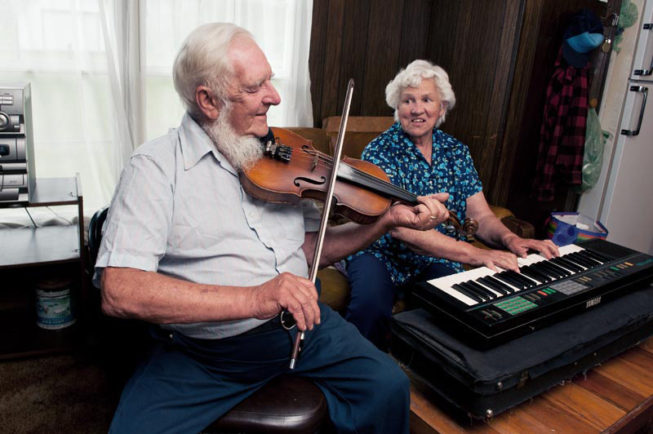 Traditional dance fiddler Leon Boyea, 2013.