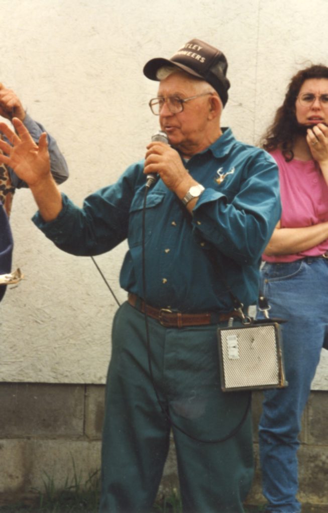 Auctioneer Roger Huntley at work. Date and photographer unknown.