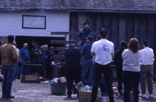 Auctioneer Roger Huntley at work. Date and photographer unknown.