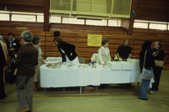 An earlier Pastry Sale at the St. Vasilios Greek Orthodox Church, Watertown, NY. Date and photographer unknown.
