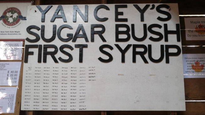 One hundred years of First Syrup dates on the board, 2021. Over the years, the Yanceys have kept track of the first date they produce syrup each year. Like many who farm throughout the region with small diversified operations, the Yanceys also consider syrup the first crop of the year.