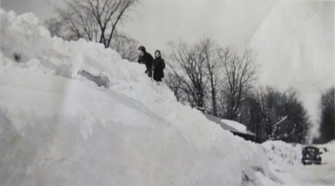 Loretta’s two oldest siblings climbing a big snowbank on their farm in the late 1940s, “when the winters had lots and lots of snow.” Photo by Vicki Lepkowski. Courtesy of Loretta Lepkowski.